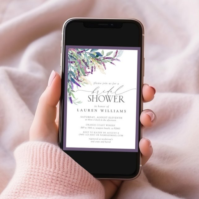 Invitation Élégante Fête des mariées d'aquarelle florale de l (Créateur téléchargé)