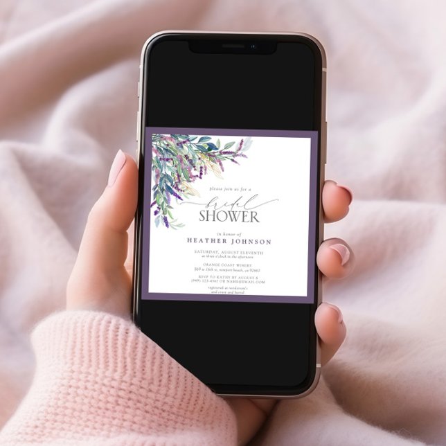 Invitation Élégante Fête des mariées d'aquarelle florale de l (Créateur téléchargé)