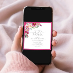 Invitation Elégante Fête des mariées d'aquarelle rose