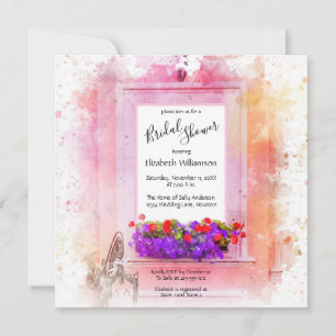 Invitation Elégante Fête des mariées d'aquarelle rose