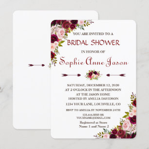 Invitation Elégante Fête des mariées d'automne florale de Mar