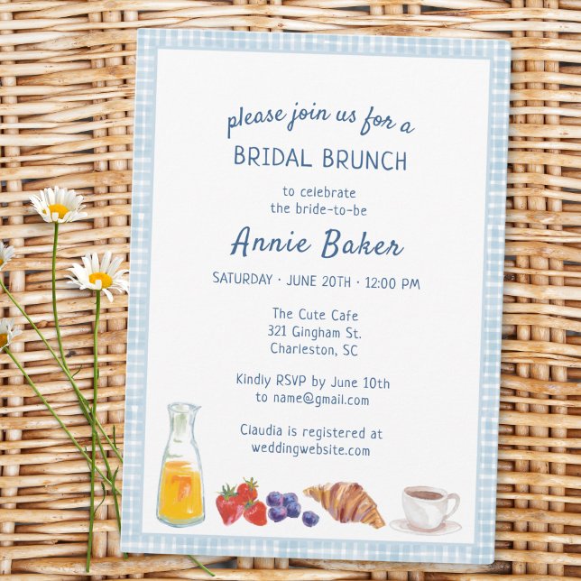 Invitation Elégante Fête des mariées de Brunch En vichy pique (Créateur téléchargé)