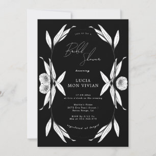 Invitation Elégante Fête des mariées de capsule florale noire