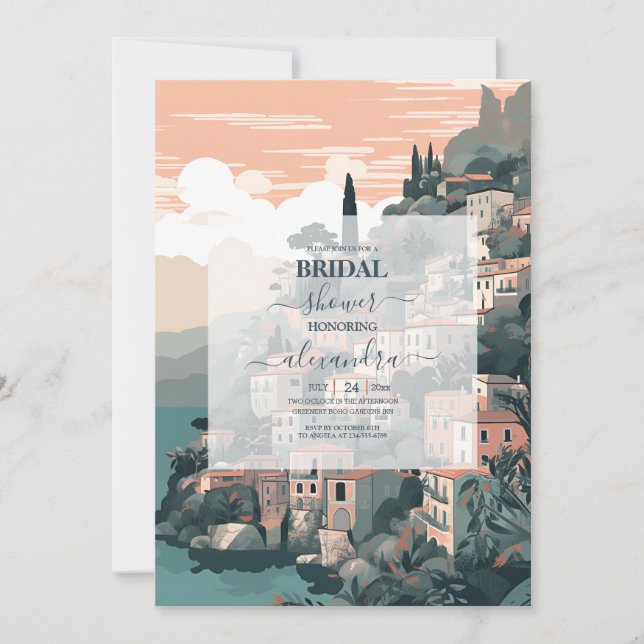 Invitation Elégante Fête des mariées de destination Capri Ita (Devant)