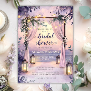 Invitation Élégante Fête des mariées de jardin aux lanternes