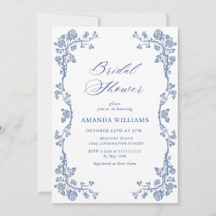Invitation Elégante FÊTE DES MARIÉES de Jardin Bleu Dusty