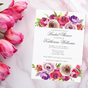 Invitation Elégante Fête des mariées de Jardin Floral Rose Fu