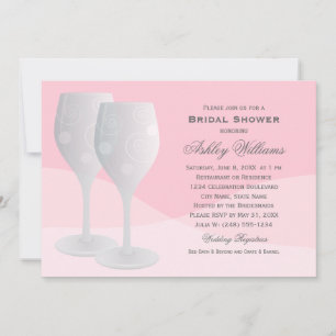 Invitation Elégante Fête des mariées de Lunettes de Vin Pink