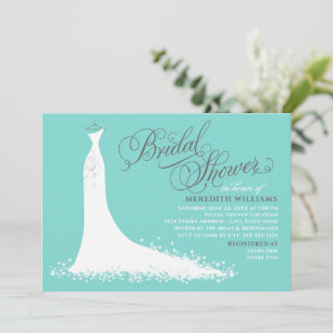 Invitation Elégante Fête des mariées de Mariage bleu Aqua