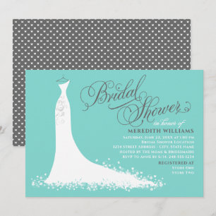 Invitation Elégante Fête des mariées de Mariage bleu Aqua