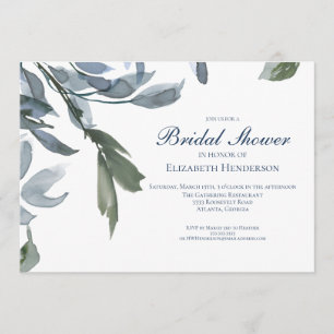 Invitation Elégante Fête des mariées de mariage Bleu Floral