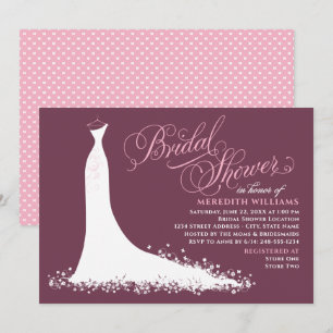 Invitation Élégante Fête des mariées de Mariage rose Bourgogn