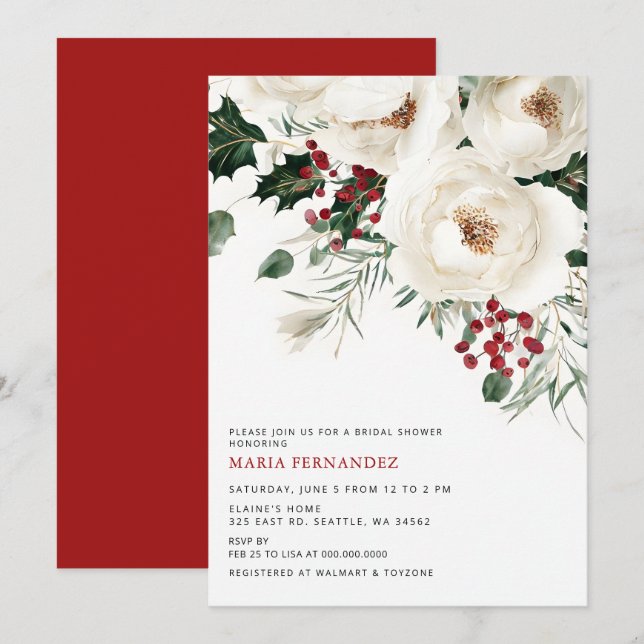 Invitation Élégante Fête des mariées de Noël des Vacances d'h (Devant / Derrière)