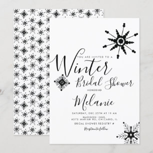 Invitation Élégante Fête des mariées de Noël du flocon de nei