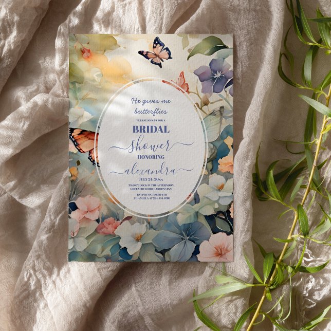 Invitation Elégante Fête des mariées de papillon d'or et de v (Créateur téléchargé)