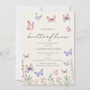 Invitation Elégante Fête des mariées de papillons aquarelle