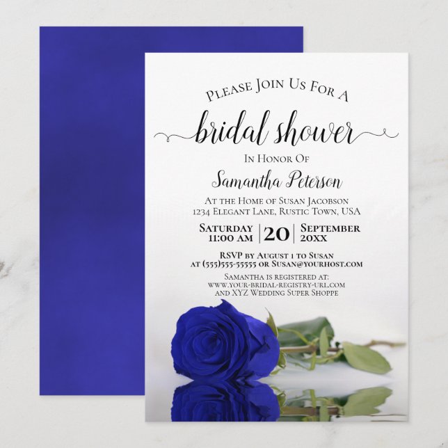 Invitation Élégante Fête des mariées de Rose romantique Royal (Devant / Derrière)