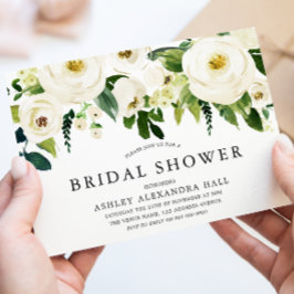 Invitation Elégante Fête des mariées de Roses Blanches