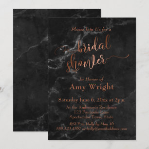 Invitation Élégante Fête des mariées de script en cuivre marb