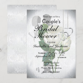 Invitation Élégante Fête des mariées du couple Rose blanche