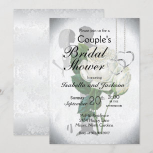 Invitation Élégante Fête des mariées du couple Rose blanche