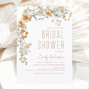 Invitation Élégante Fête des mariées Fleur sauvage Boho Éléga