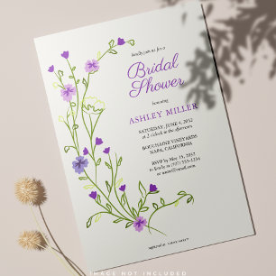 Invitation Élégante Fête des mariées Fleur sauvage couleur po