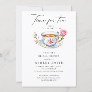 Invitation Elégante Fête des mariées Floral Tea Party