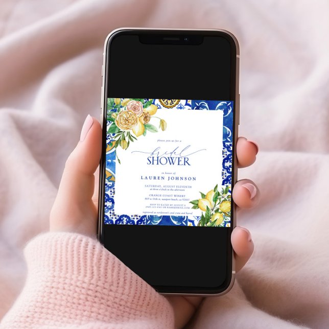 Invitation Élégante Fête des mariées Florale de citron médite (Créateur téléchargé)