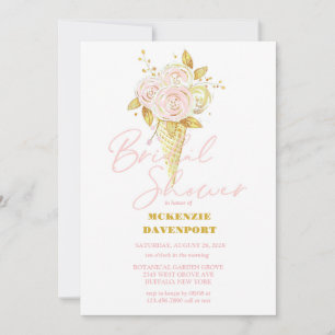 Invitation Elégante Fête des mariées florale de pivoine rose 
