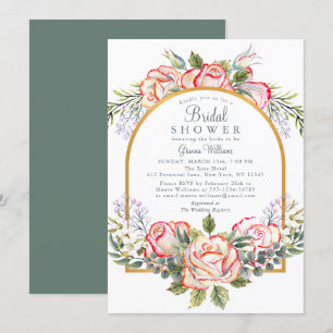 Invitation Élégante Fête des mariées florale de Rose blanche