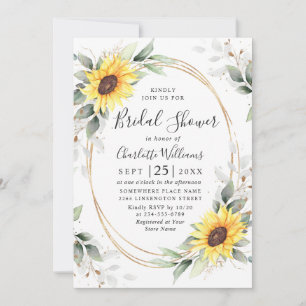 Invitation Elégante Fête des mariées florale de tournesol