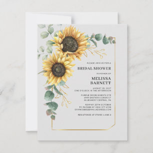 Invitation Elégante Fête des mariées florale de tournesol Euc