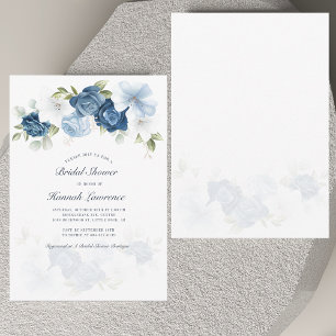 Invitation Elégante Fête des mariées Florale Dusty Blue