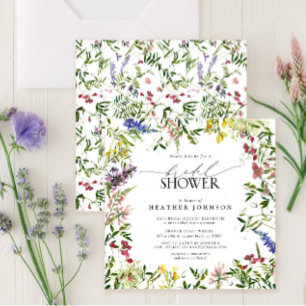 Invitation Élégante Fête des mariées Florale Fleur sauvage d'