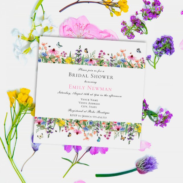 Invitation Élégante Fête des mariées Florale Fleur sauvage d' (Créateur téléchargé)