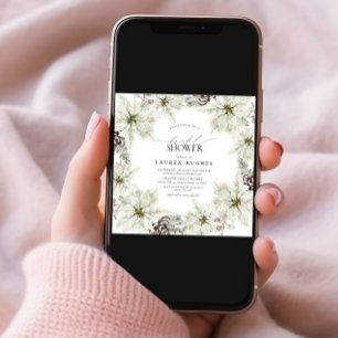 Invitation Élégante Fête des mariées florale hivernale