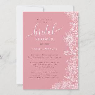 Invitation Élégante Fête des mariées florale rose doux