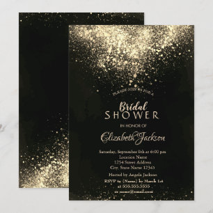 Invitation Elégante Fête des mariées Gold Confetti