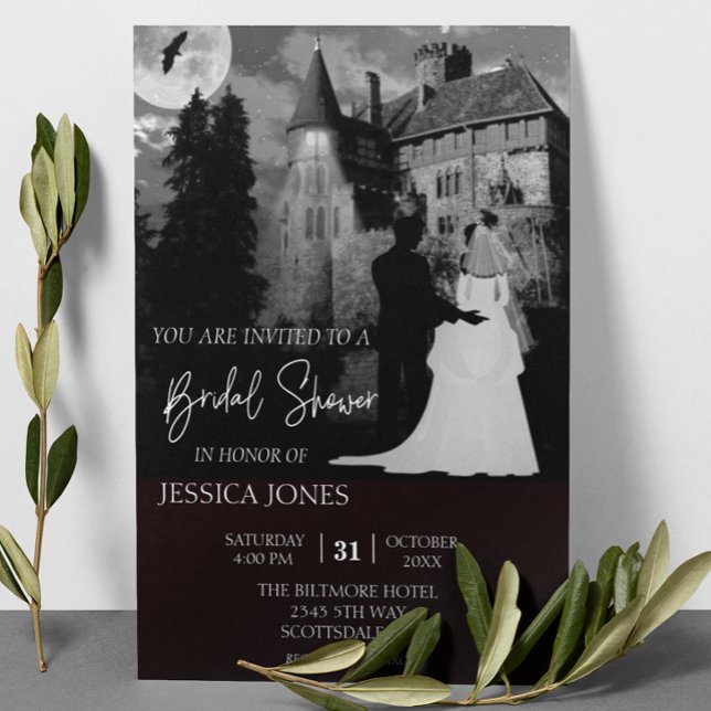 Invitation Elégante Fête des mariées Halloween Mansion Octobr (Créateur téléchargé)