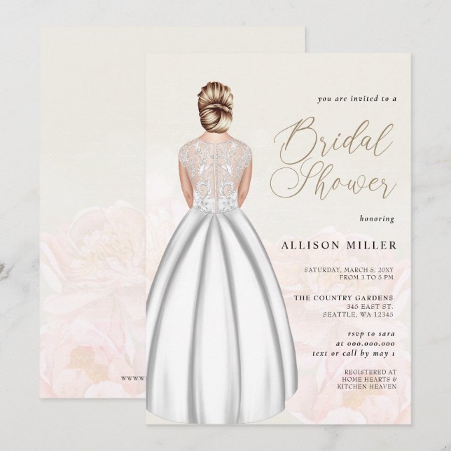Invitation Élégante Fête des mariées Mariage romantique (Devant / Derrière)