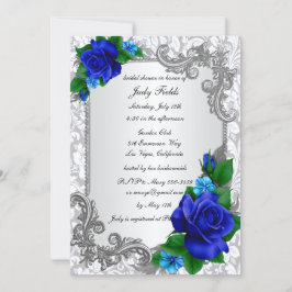 Invitation Elégante Fête des mariées Mariage Rose bleue