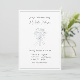 Invitation Élégante Fête des mariées minimaliste à fleurs et