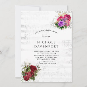 Invitation Élégante Fête des mariées musicale florale