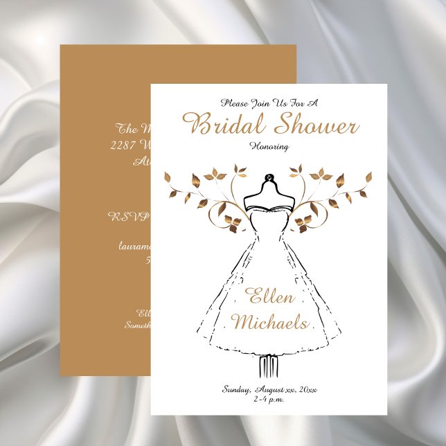 Invitation Elégante Fête des mariées or Accent (Elegant Gold Accent Bridal Shower Invitation)