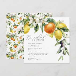 Invitation Élégante Fête des mariées orange Citrus Lemon