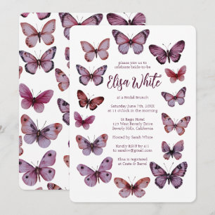 Invitation Elégante Fête des mariées papillons PERSONNALISÉE