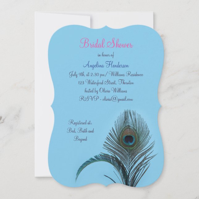 Invitation Elégante Fête des mariées Peacock (turquoise) (Devant)