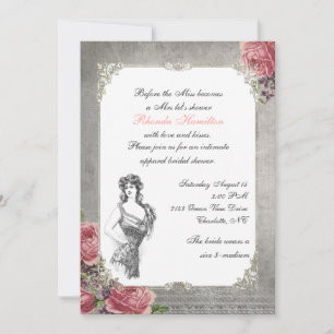 Invitation Elégante Fête des mariées Rose antique