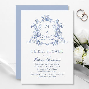 Invitation Elégante Fête des mariées Rose Bleue